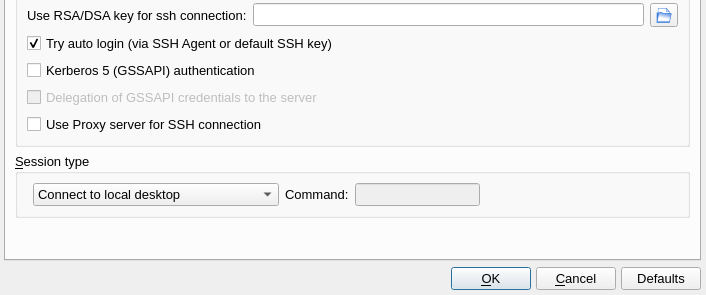 X2Go configuration settings